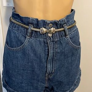 Vintage silver type bow elastic belt